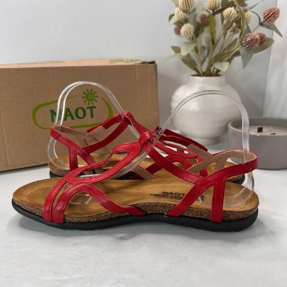 Naot Dorith Strappy Comfort Flat Sandal Leather Kiss Red Women's US 10 EU 41 - Picture 6 of 11